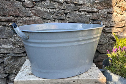 Vintage european enamel bath - european,