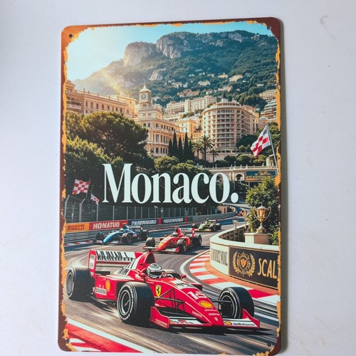 Vintage monaco metal sign - vintage,