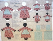 Country Classic HEART in HAND FOLK RAG DOLLS 1980 FABRIC PANEL 36 X 44"