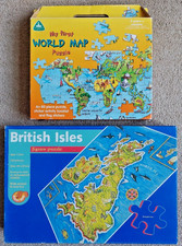 2 x Child's Jigsaw Puzzles: 120 piece British Isles & 80 piece My 1st World Map