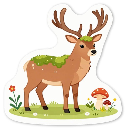 Stag covered moss white - covered, in