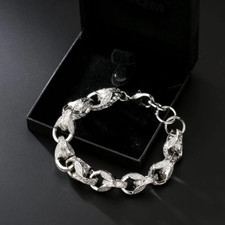 15mm XL Silver 3D Tulip Bracelet Men Solid Heavy Big Large Boys Gents Filled