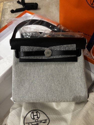 Hermes herbag écru noir - Écru, /