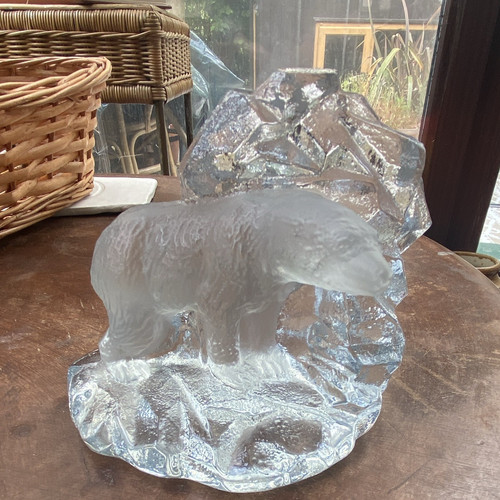 Clear glass polar bear - glass,
