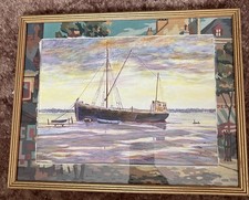 Vintage Watercolour Of Boat 