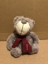 Avon Grey Teddy Bear with Red Scarf Plush Soft Beanie Toy 11” Rare