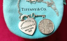 SILVER TIFFANY & CO HEART & KEY PENDANT NECKLACE NEW IN POUCH 7.4G FREE POST