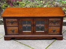 OLD CHARM LIGHT OAK TV CABINET UNIT BASE DVD CD MEDIA CONSOLE HI FI STAND TABLE
