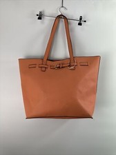Primark Women Tote Bag Size Large Peach Faux Leather Magnetic Pockets