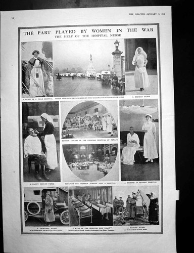 Antique old print nurses - antique,