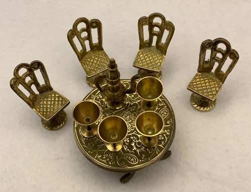 Miniature brass tea set - 10,