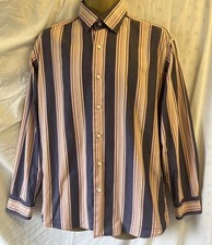 Van Heusen Cotton Striped UK Medium / Large 16” Collared Button L/ S Shirt Top