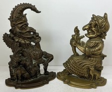 VINTAGE BRASS PUNCH & JUDY DOOR STOP STATUES ORNAMENTS  - EXCELLENT - RARE