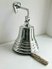 Nautical Silver Polished Chrome Wall Hanging Ships Bell with Rope Large / Medium