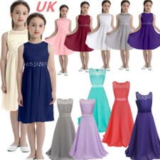 UK Kid Girl's Flower Lace Princess Dresses Wedding Bridesmaid Pageant Prom Gown
