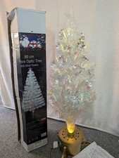 Fibre Optic Tree Silver Flowers 90 Cm Christmas Decor Multicoloured Effect BU13