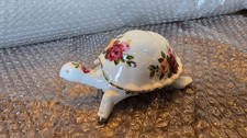 COTTAGE ROSE Vintage Fine Bone China Turtle With Candle - Roses Decor