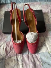 Hobbs Women’s Raspberry Suede High Heel Shoes With Patent Trim In Size 40.5