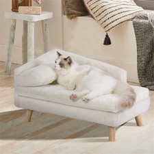 Raised Dog Sofa Pet Cat Puppy Couch Soft Cushion Chair Calming Lounger Bed Small