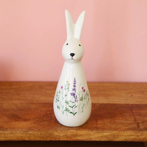 White rabbit meadow patterned - rabbit,
