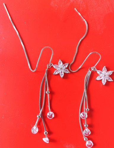 Silver crystals flower long - flower,
