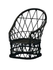 Dolls House Black Wire Wrought Iron Tub Chair Miniature Garden Patio Furniture