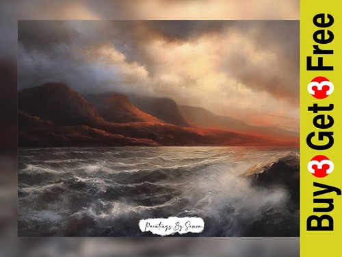 Dramatic seascape oil - dramatic,
