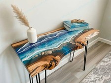 Live Edge Ocean Epoxy Console