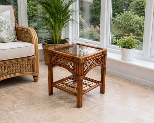 Vintage rattan glass top - vintage,