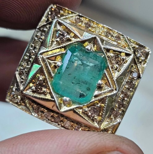 Natural green emerald - natural, ring
