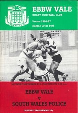 Ebbw Vale v South Wales Police 27 Sep 1986 RUGBY PROGRAMME