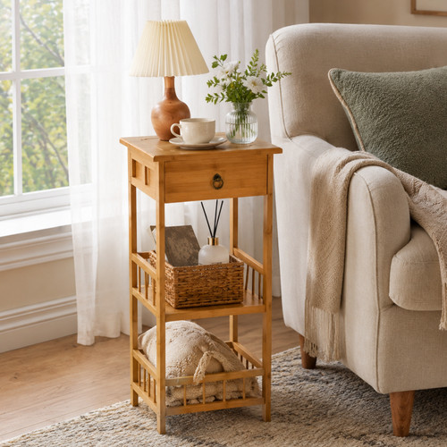 Sturdy bamboo side table - sturdy,