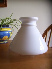 ANTIQUE WHITE GLASS CONICAL OIL LAMP SHADE-4" FITTER.