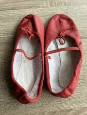 Red Leather Upper Ballet Shoes Size Adult 4.5 Suede Sole Full Sole