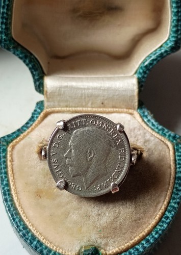 Antique 1920 silver threepence - antique,