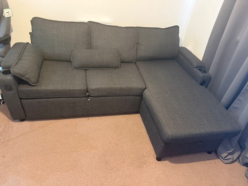 Grey fabric shaped corner - fabric,