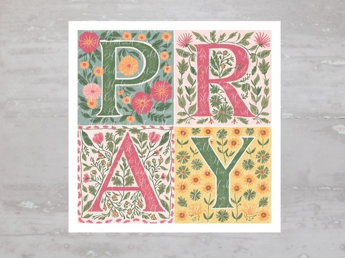 Pray floral blocks christian - pray,