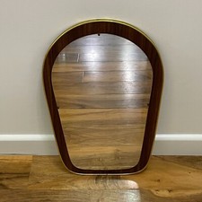 Vintage Arched Wood & Gold Frame Wall Hanging Hallway Powder Room Mirror