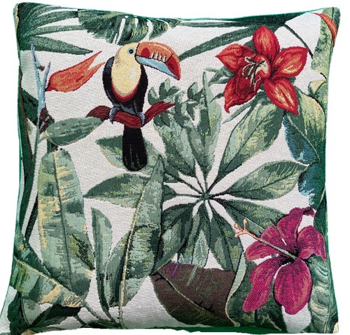 Tropical cushion cover - cushion, flowers