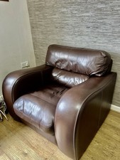 Brown Genuine Leather Armchair – Comfortable, Stylish, Collection Only