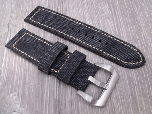 24mm black grey canvas watch - grey,