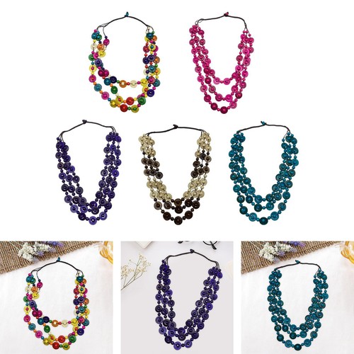 Wooden beaded necklace - beaded, rope