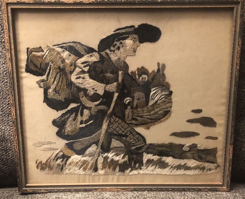 Antique silk work picture - work,