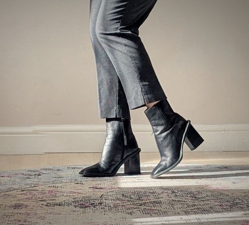 Topshop black leather ankle - black,
