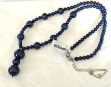Gemporia sterling silver & Lapis Lazuli Y drop beaded necklace 122.4 cts