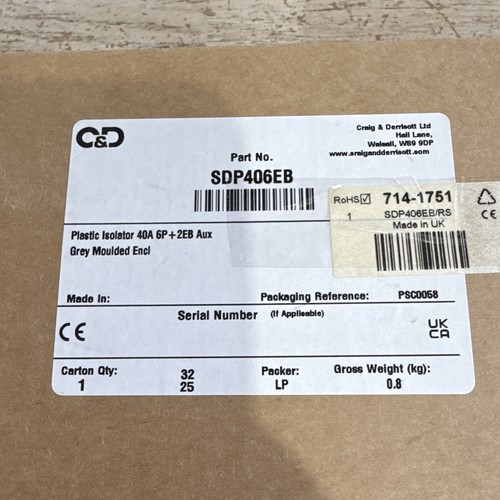 Sdp406eb isolator switch - c&d,