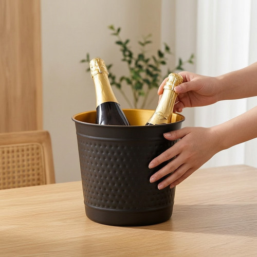 Metal hammered ice bucket - metal,