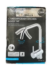 Easy Home Contemporary Kitchen Mixer Tap Square Neck Model 120D Swivel New