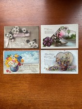 4 Pretty   Used  Vintage Floral Card 