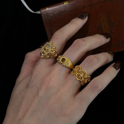Antique gold filigree ring set - ring,